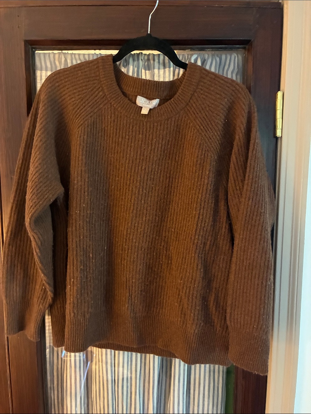 J. Crew Brown Ribbed Cashmere Crewneck Sweater